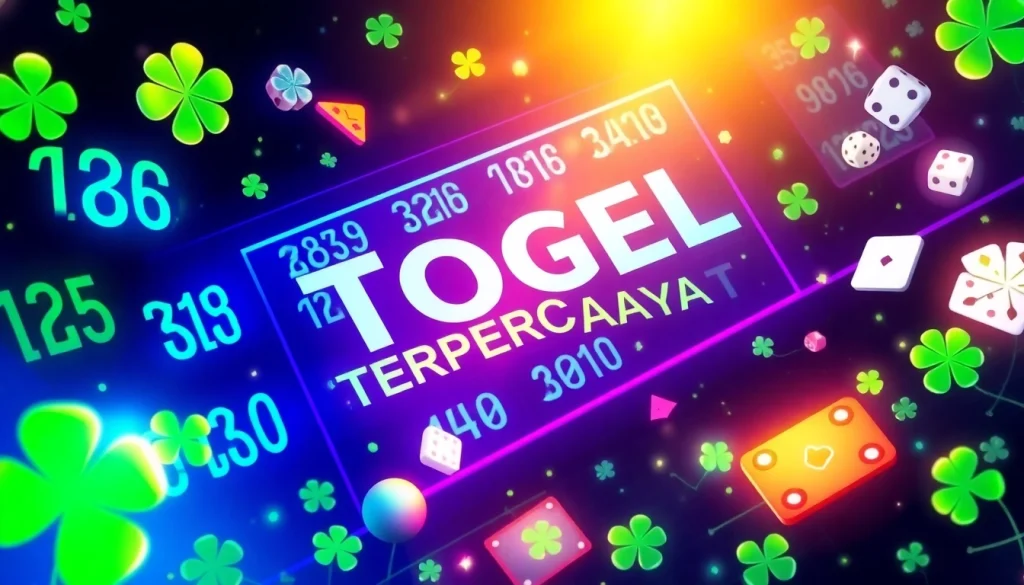 Explore TOGEL TERPERCAYA with a high-tech gaming interface depicting vibrant colors and symbols of luck.