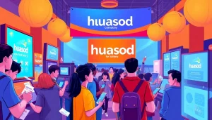 Engaging players interacting with huaysod lottery interfaces in a vibrant online environment.