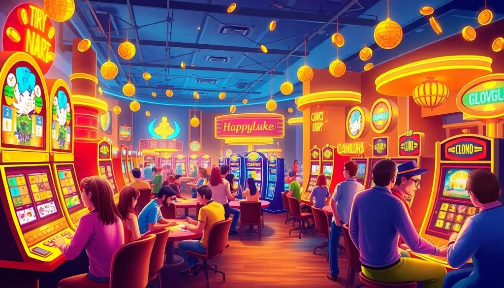 Experience the vibrant atmosphere of happyluke's online casino with diverse games and enthusiastic players.