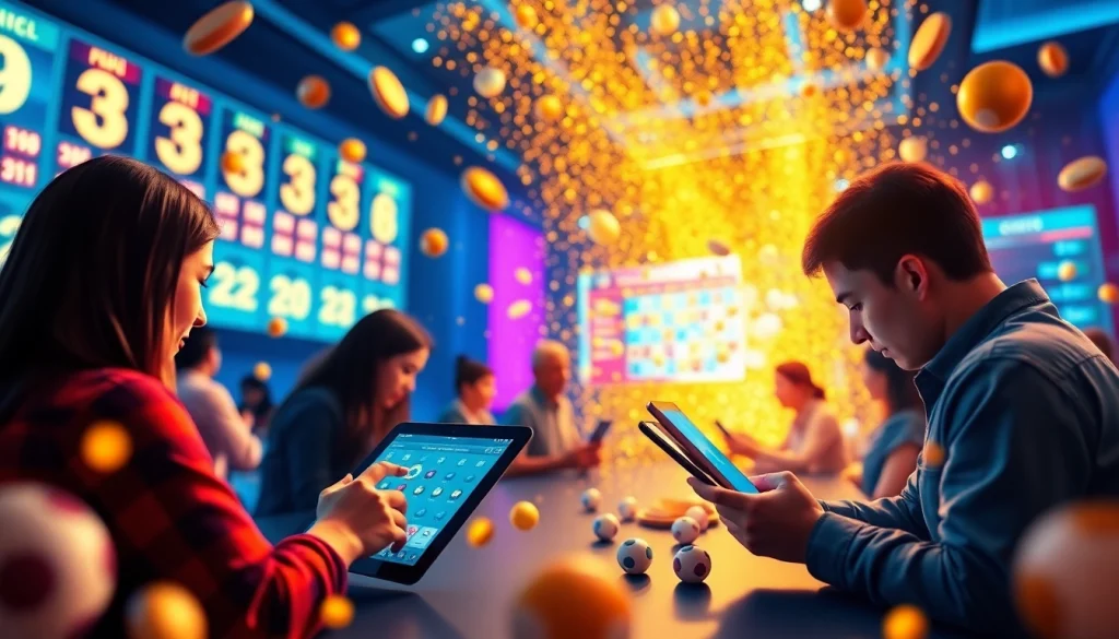 Players engaging with situs togel lottery on digital devices.