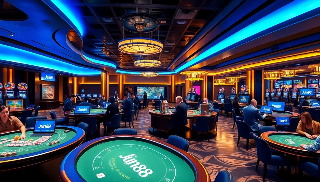 Engage with jun88's thrilling online casino experience featuring live dealers and vibrant gaming atmospheres.