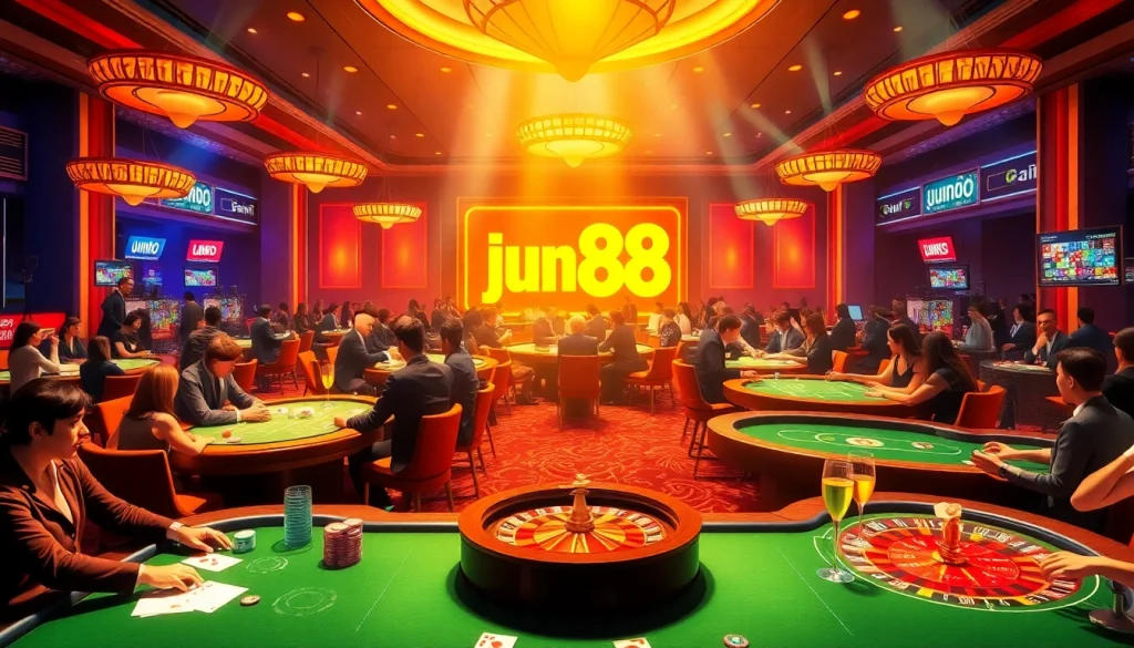 Experience the vibrant ambiance of jun88 online casino games with live dealers and excited players.