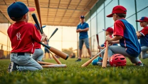 Youth baseball players training at the hit club, demonstrating teamwork and dedication.