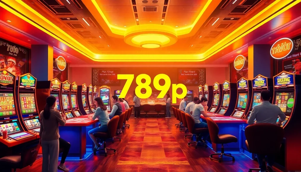 Engaging scene showcasing thương hiệu 789p in a vibrant online casino, illustrating excitement and interaction.