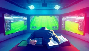Expert analysis for nhận định bóng đá in a vibrant sports studio with screens and statistics.