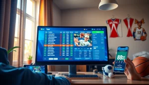Engaging user interacts with 88bet online sports betting platform, showcasing modern interface and vibrant graphics.