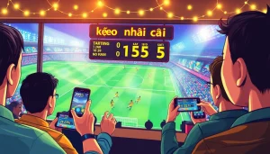 Capture the thrill of placing bets on kèo nhà cái 5 during an exciting football match.