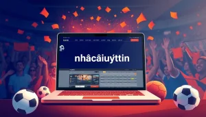 Engage with nhacaiuytin sports betting on a modern laptop amidst a cheering crowd, showcasing excitement.