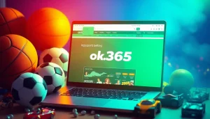 Experience the thrill of sports betting at https://ok365.tw/ with an engaging laptop setup.