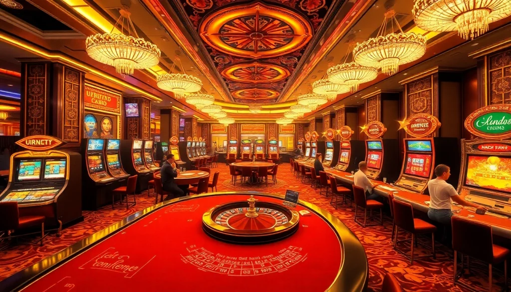 Experience the dazzling atmosphere of the singapore casino with luxurious tables and excited players in action.