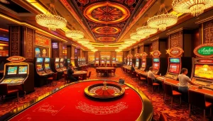 Experience the dazzling atmosphere of the singapore casino with luxurious tables and excited players in action.