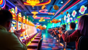 Bắn cá đổi thưởng game scene highlighting players winning in a vibrant online casino.