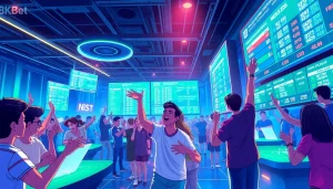 Exciting online betting scene at https://8kbet5.com/ with players engaged in dynamic digital casino action.