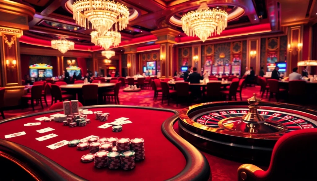 Experience the excitement at https://hb88bet.biz/ with players wagering at a luxurious poker table surrounded by vibrant casino atmosphere.