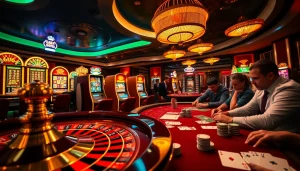 Players enjoying thrilling games at F168 casino, featuring vibrant roulette and poker action.