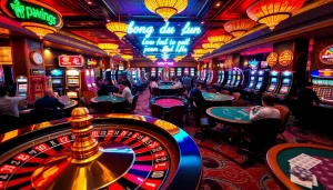 Experience bong da lu fun with an electrifying casino atmosphere featuring roulette, poker, and vibrant slot machines.