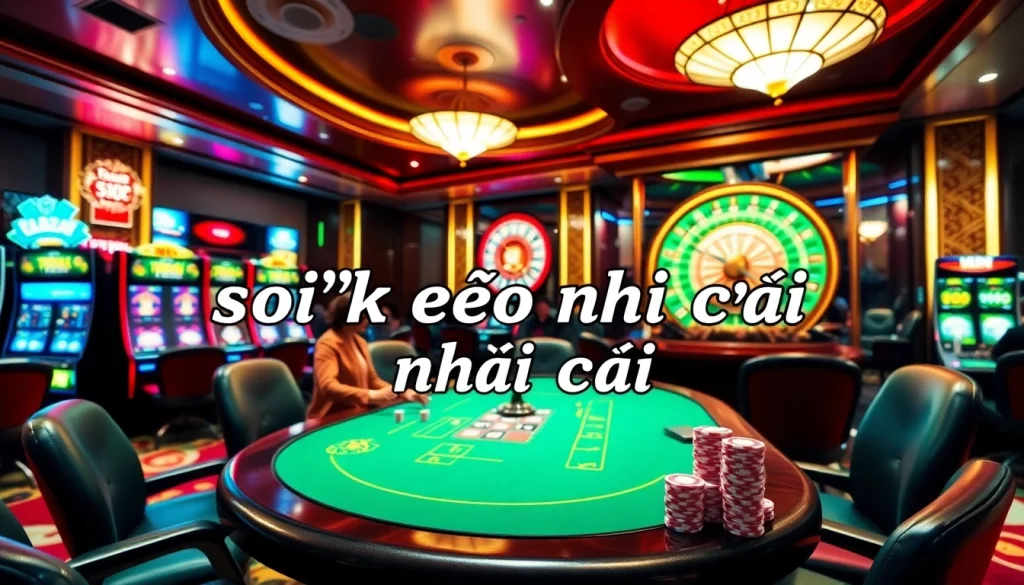 Soi kèo nhà cái in action at a vibrant casino, showcasing intense poker gameplay and a classic roulette wheel.