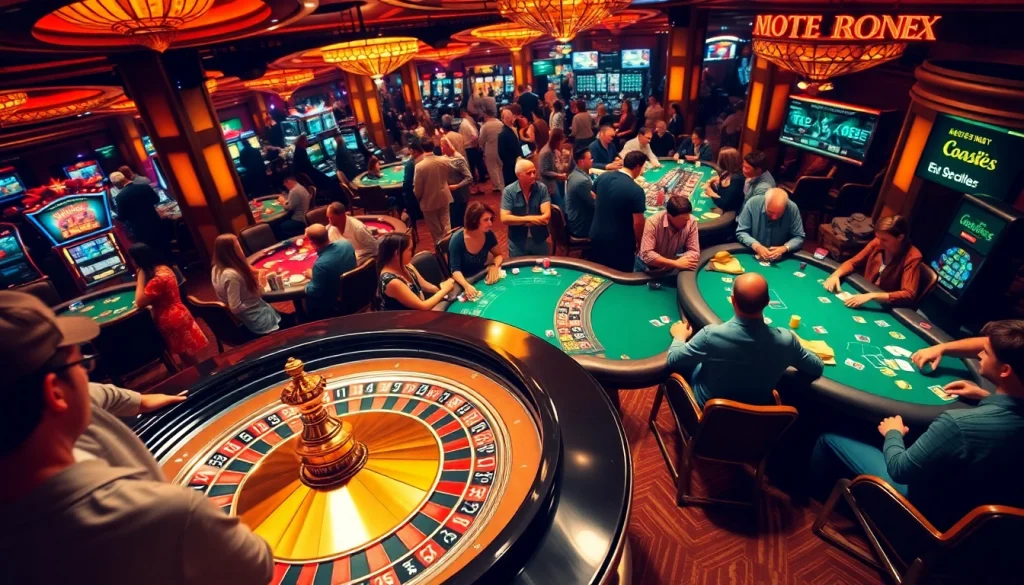 Experience exhilarating gaming at https://shbets.net/ featuring busy roulette tables, vibrant players, and immersive atmosphere.