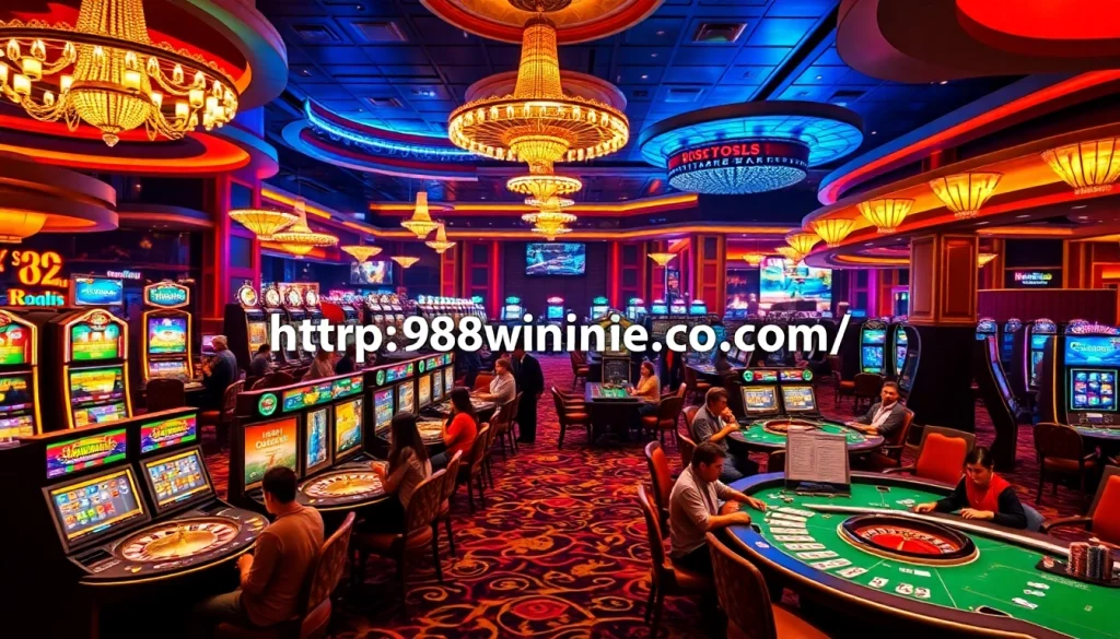 Experience gaming excitement at https://98winning.com/ with vibrant tables, slot machines, and enthusiastic players.