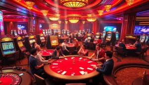 Experience the thrill of live betting at the Bong Da Lu Fun casino, showcasing colorful poker chips and excited players.