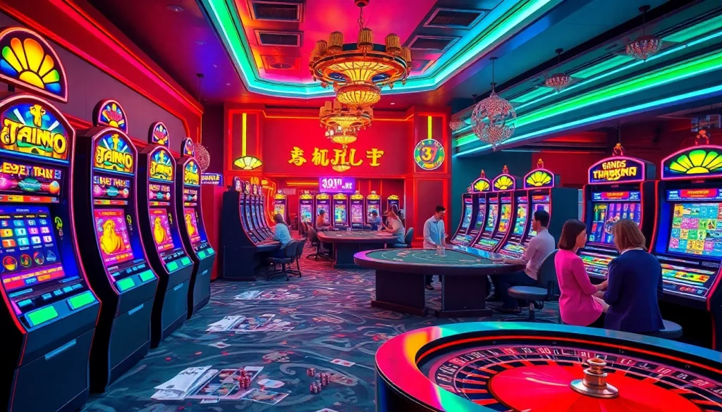 Discover the excitement of nổ hũ 69vn with vibrant slot machines and enthusiastic players at a thrilling casino setting.
