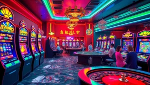 Discover the excitement of nổ hũ 69vn with vibrant slot machines and enthusiastic players at a thrilling casino setting.