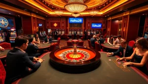 Nohu28 invites players into an exhilarating casino realm filled with poker excitement and roulette glamour.
