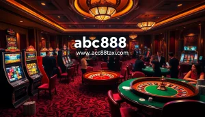 Explore the lively casino scene at https://abc88taxi.com with vibrant slot machines and roulette wheels, showcasing excitement!