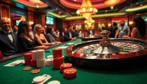 Engage in thrilling poker with chat ai porn options at the casino, featuring vibrant tables and smiling players.