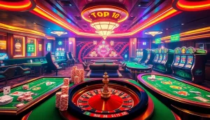 Explore the excitement of top 10 game bài đổi thưởng with immersive casino gameplay featuring vibrant tables and cards.