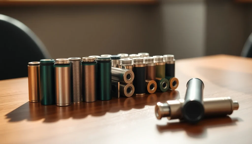 Premium 510 thread battery collection showcasing different finishes and vape pen.